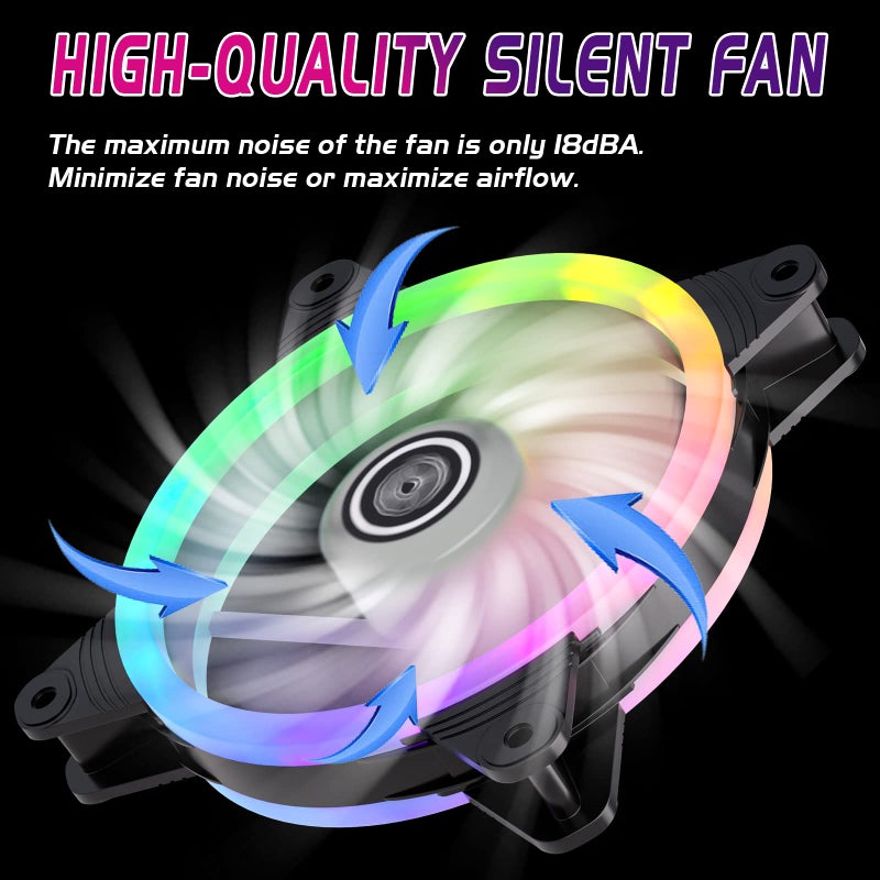 DS leddess DS Computer Case Cooling Fan for PC Cases, 120MM LED RGB Fan Compatible with ASUS Aura Sync or MSI Mystic Controlfor for Water Cooler System or Radiators (2Pack RGB Fans, A Series) - Image 4